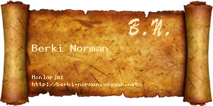 Berki Norman névjegykártya